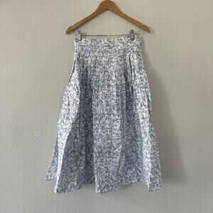 Thierry Colson France Skirt Blue Toile Pleated New Size Small
